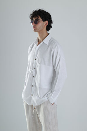 Buldan Kumaş Tasarım Beyaz Gömlek COC1354