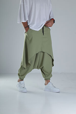 Oversize Şalvarlı Samurai Haki Pantolon COC1329