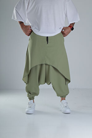 Oversize Şalvarlı Samurai Haki Pantolon COC1329