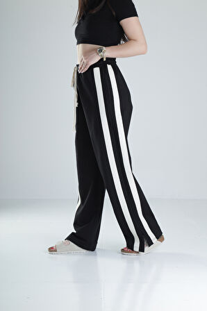 Yan Şerit Detaylı Siyah Oversize Eşofman COC1325