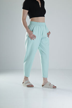 Kadın Su Yeşili Pantolon Double Face Likralı COC1313