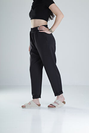 Kadın Siyah Pantolon Double Face Likralı COC1312