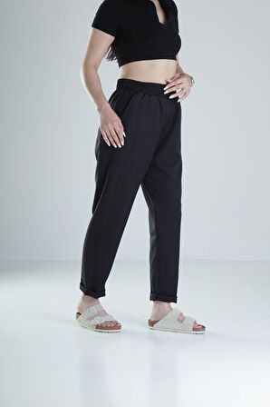 Kadın Siyah Pantolon Double Face Likralı COC1312