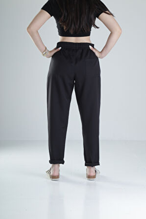 Kadın Siyah Pantolon Double Face Likralı COC1312