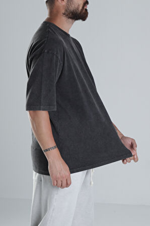 Yıkamalı Antrasit Oversize T-Shirt COC1304