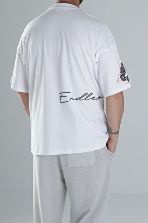 Yama Desenli Beyaz Tasarım T-Shirt COC1301