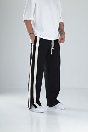 Şeritli Yırtmaç Detaylı Siyah Eşofman COC1500