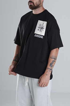 Halı Desenli Siyah Tasarım T-Shirt COC1493