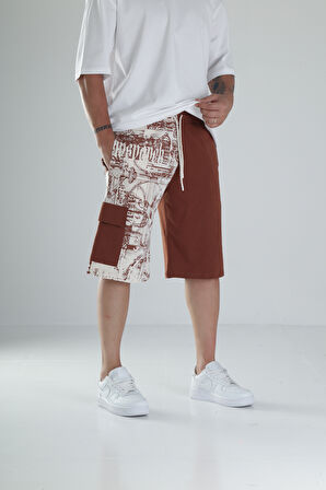 Desenli Tasarım Kiremit Şort COC1487