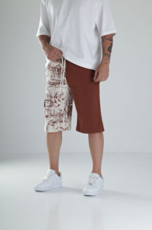 Desenli Tasarım Kiremit Şort COC1487
