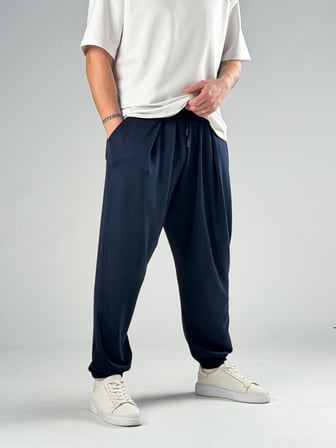 Pileli Lacivert Erkek Jogger Pantolon COC2857