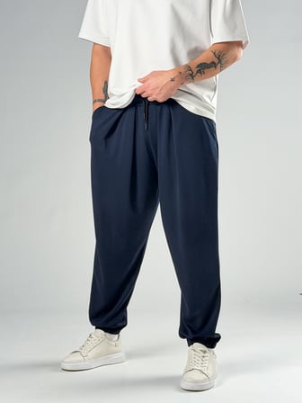 Pileli Lacivert Erkek Jogger Pantolon Coc2857