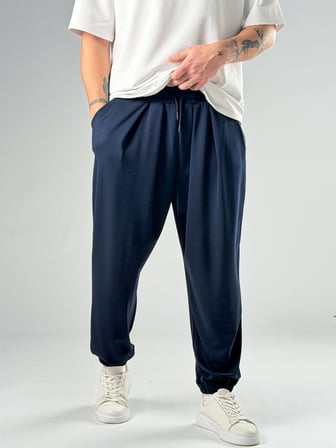 Pileli Lacivert Erkek Jogger Pantolon COC2857