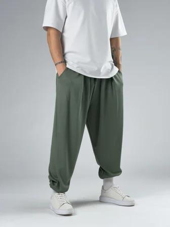 Pileli Yeşil Erkek Jogger Pantolon COC2860