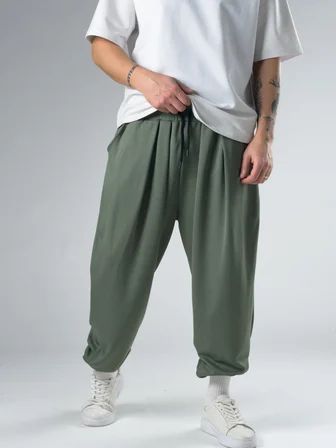 Pileli Yeşil Erkek Jogger Pantolon COC2860