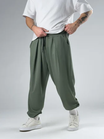 Pileli Yeşil Erkek Jogger Pantolon COC2860