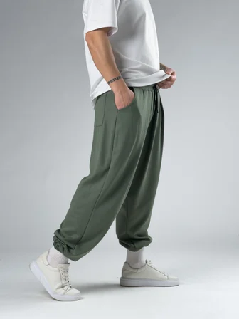 Pileli Yeşil Erkek Jogger Pantolon COC2860