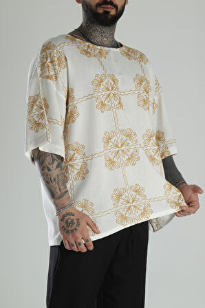 Sarı Nakış İşlemeli Oversize T-Shirt COC1474