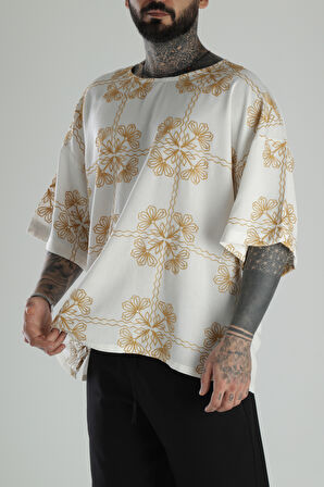 Sarı Nakış İşlemeli Oversize T-Shirt COC1474