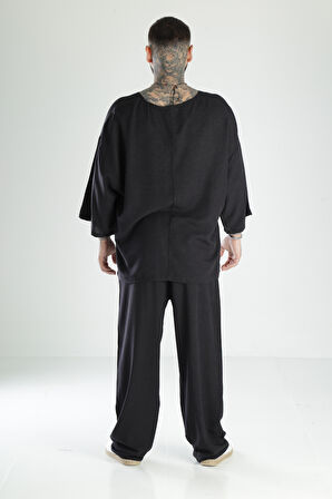 Oversize Siyah Keten Takım COC1472
