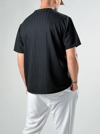 Ethno Fularlı Siyah Erkek T-Shirt COC2872