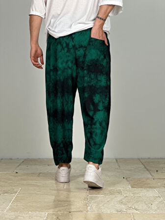 Yeşil Batik Pileli Yarım Şalvar COC1423