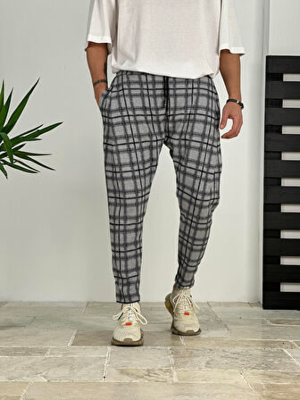 Pileli Ekose Havuç Kesim Pantolon COC1568