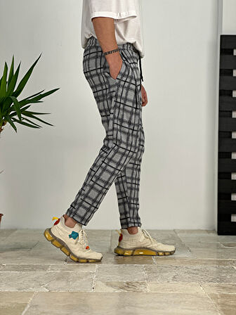 Pileli Ekose Havuç Kesim Pantolon COC1568