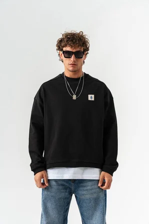 Siyah Tasarım Etnik Sweatshirt COC3063