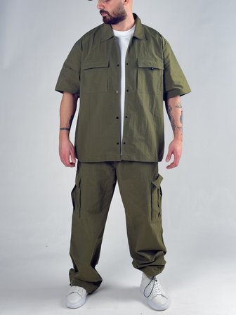 Haki Oversize Erkek Paraşüt Takım COC3082