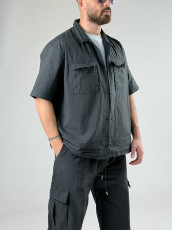 Siyah Oversize Erkek Paraşüt Takım COC3086