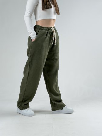 Haki Kaşe Kadın Baggy Pantolon COCK0018