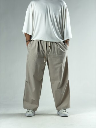 Diz Detaylı Bej Erkek Baggy Pantolon COC3133