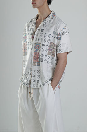 Desenli Keten Gömlek COC1756