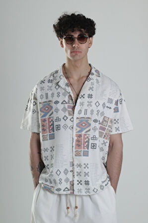 Desenli Keten Gömlek COC1756