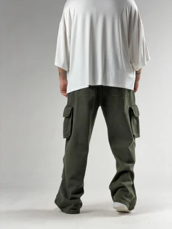 Süper Baggy Kargo Cepli Haki Erkek Pantolon COC3168