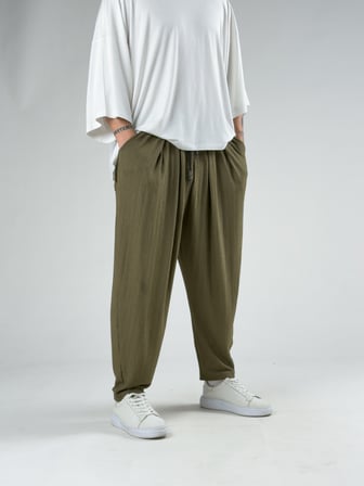 Bürümcük Haki Erkek Pileli Jogger Pantolon COC3192