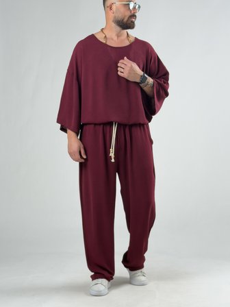Oversize Bordo Keten Takım COC3208