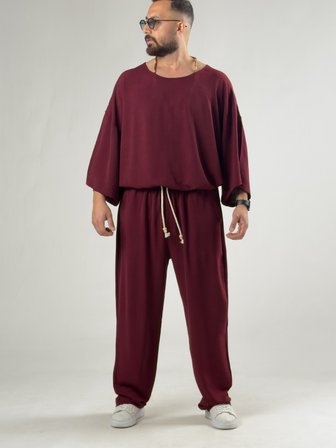 Oversize Bordo Keten Takım COC3208