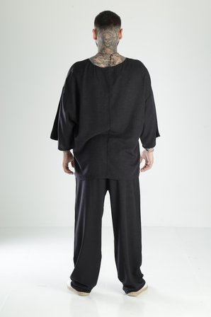 Oversize Siyah Keten Takım COC3211