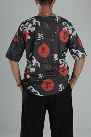 Çin Ağacı Desenli Oversize T-Shirt COC1872