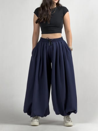 Süper Oversize Lacivert Kadın Jogger Pantolon COC3227