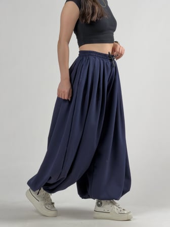 Süper Oversize Lacivert Kadın Jogger Pantolon COC3227
