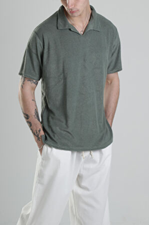 Yeşil V Yaka T-Shirt COC1857