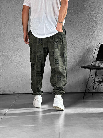 Yeşil Poker Pileli Yarım Şalvar COC1853