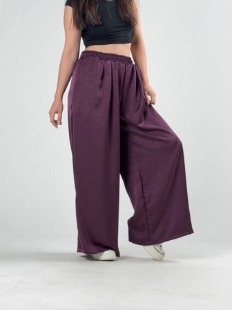 Bordo Saten Kadın Palazzo Pantolon COC3251