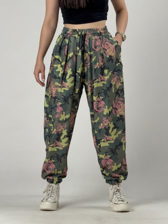 Kamuflaj Desenli Kadın Jogger Pantolon COC3255