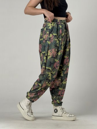 Kamuflaj Desenli Kadın Jogger Pantolon COC3255