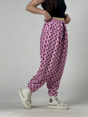 Pembe Puantiyeli Kadın Jogger Pantolon COC3259