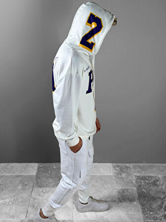 Üç İplik Beyaz Taraftar Hoodie COC1824